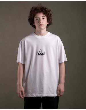 Camiseta hood Unisex Oversize modelo Minima color blanco