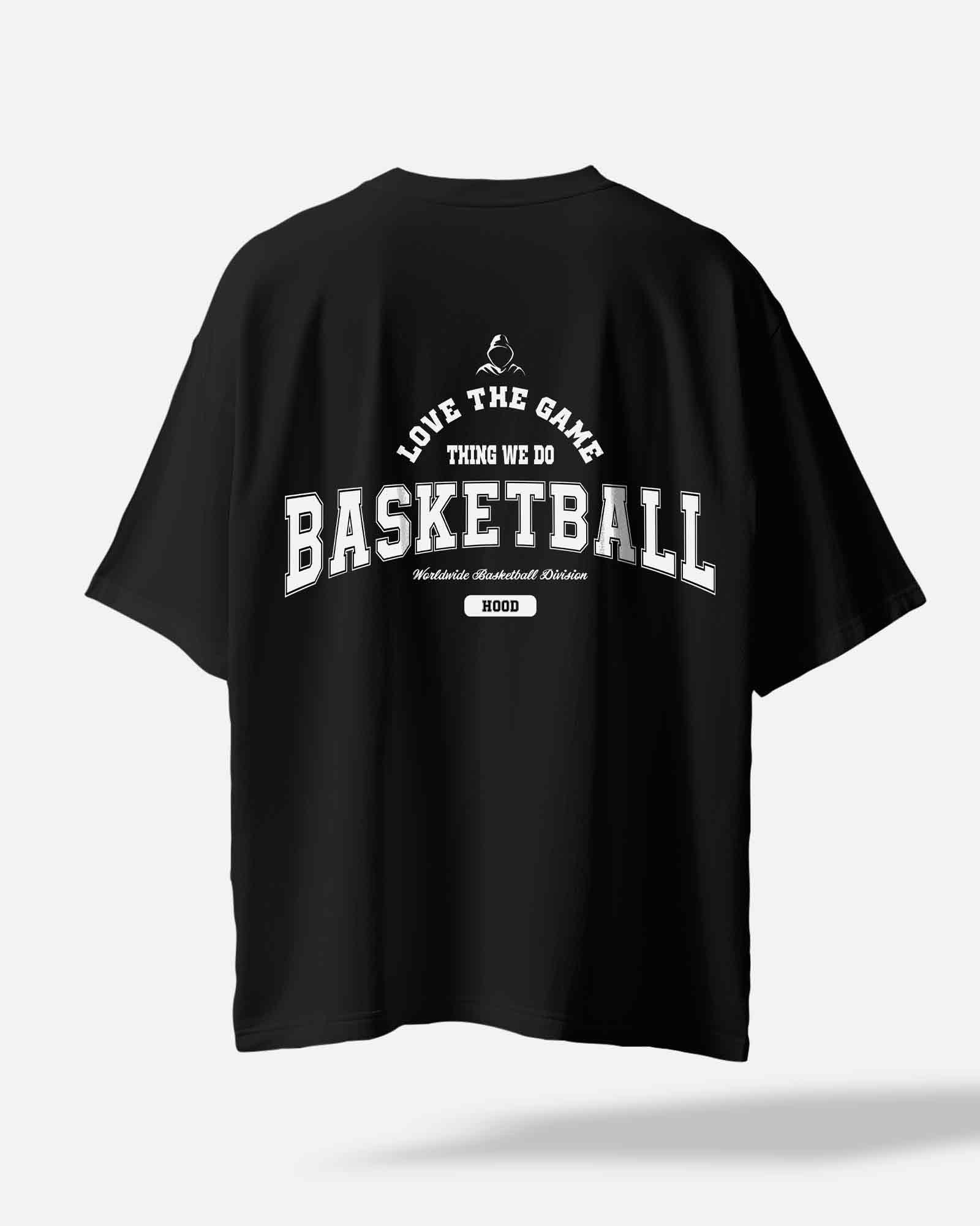 Camiseta hood Unisex Oversize modelo Basketball color negro