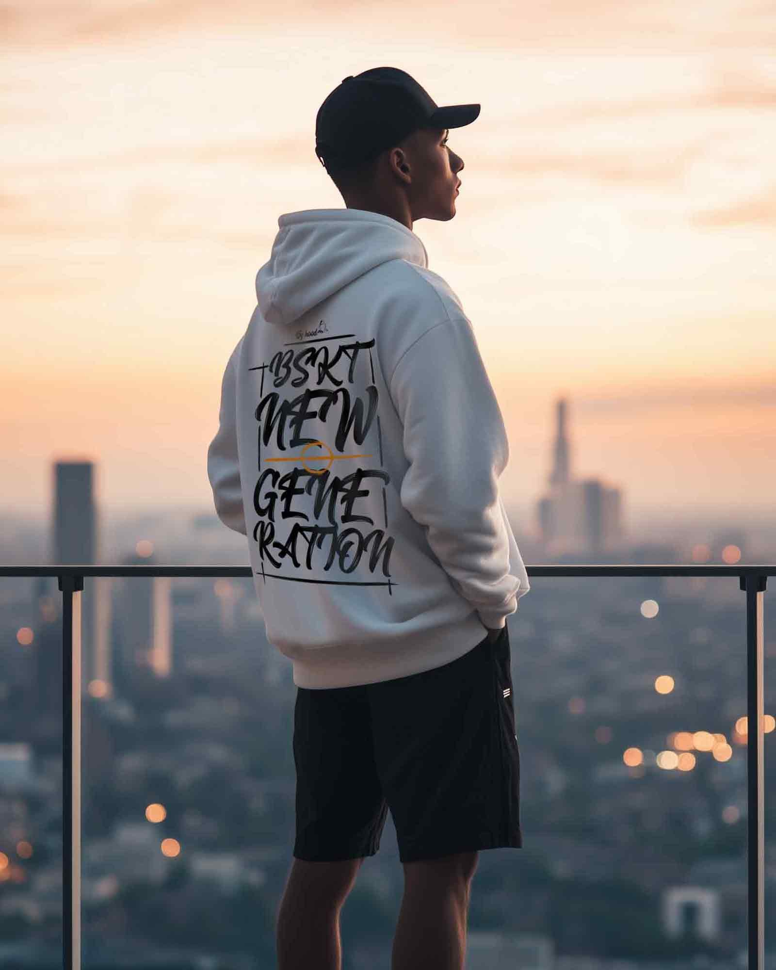 Sudadera hood Unisex modelo New Generation en color blanco (ECO)