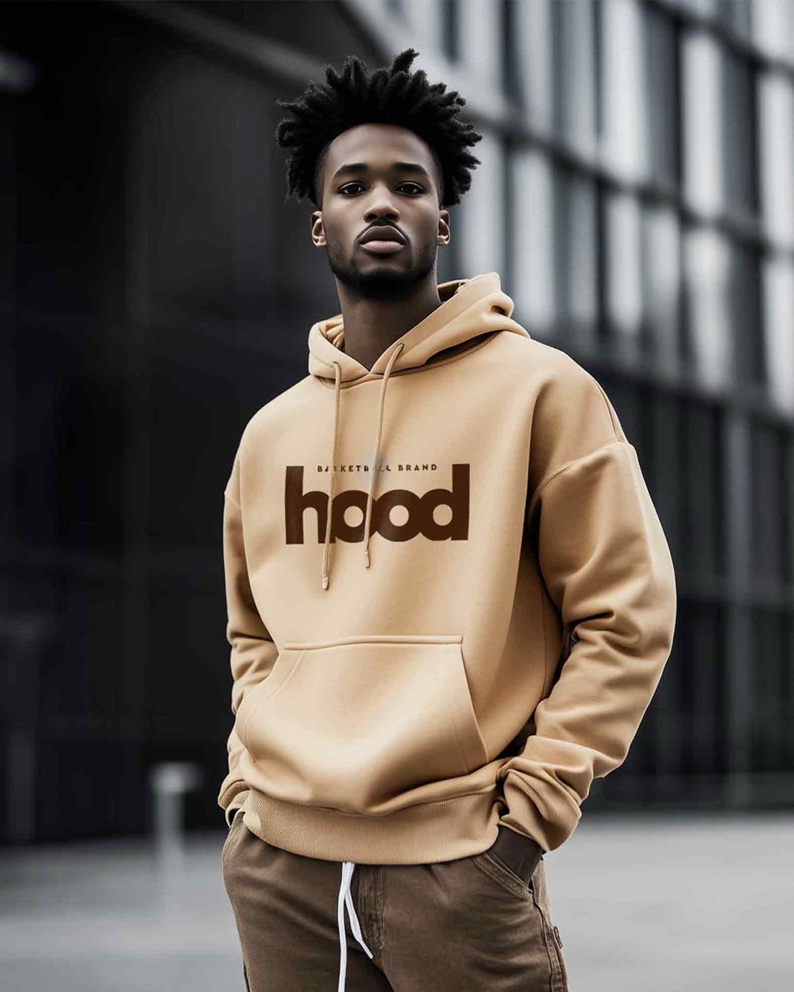 Sudadera hood Unisex Logo en color Sand