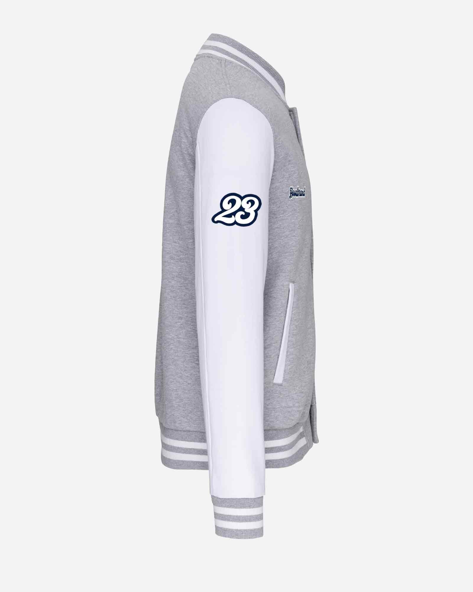 Chaqueta Varsity hood color gris/blanco