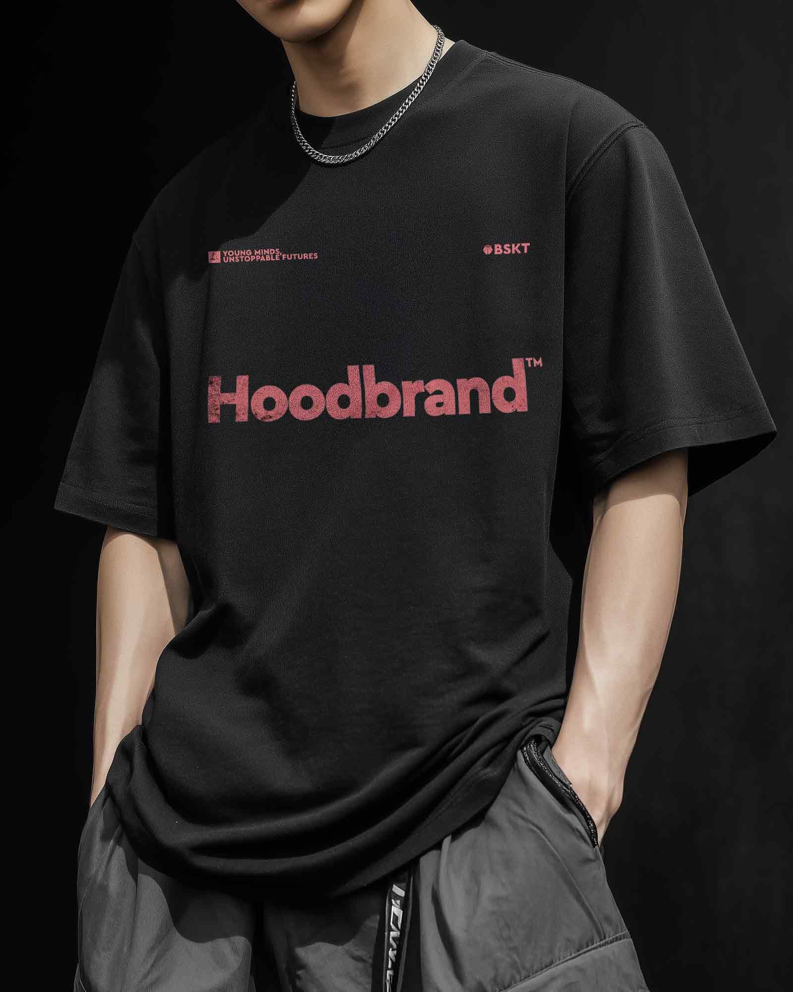 Camiseta hood Unisex Oversize modelo TM color negro