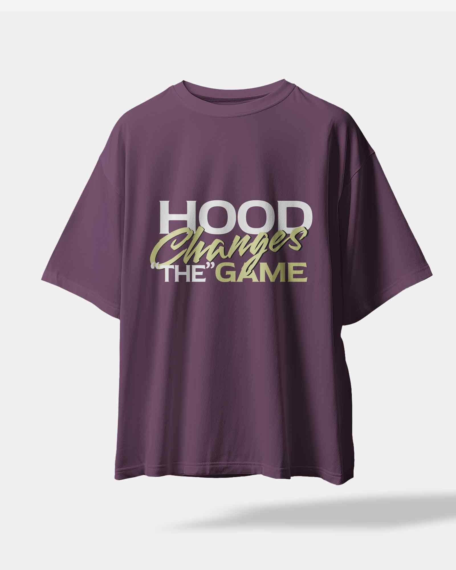 Camiseta hood Unisex Oversize modelo Change the game color Burdeos