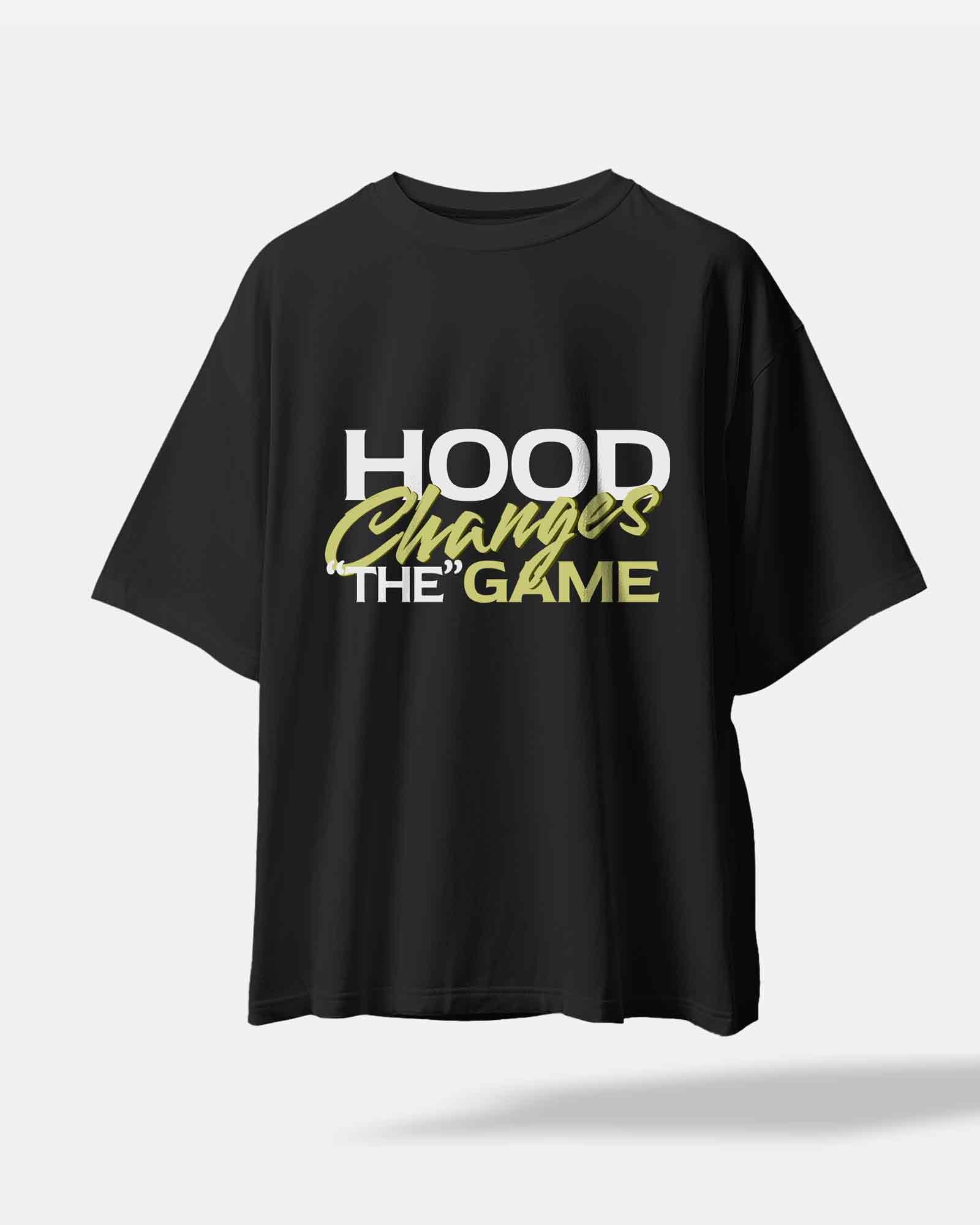 Camiseta hood Unisex Oversize modelo Change the game color Negro