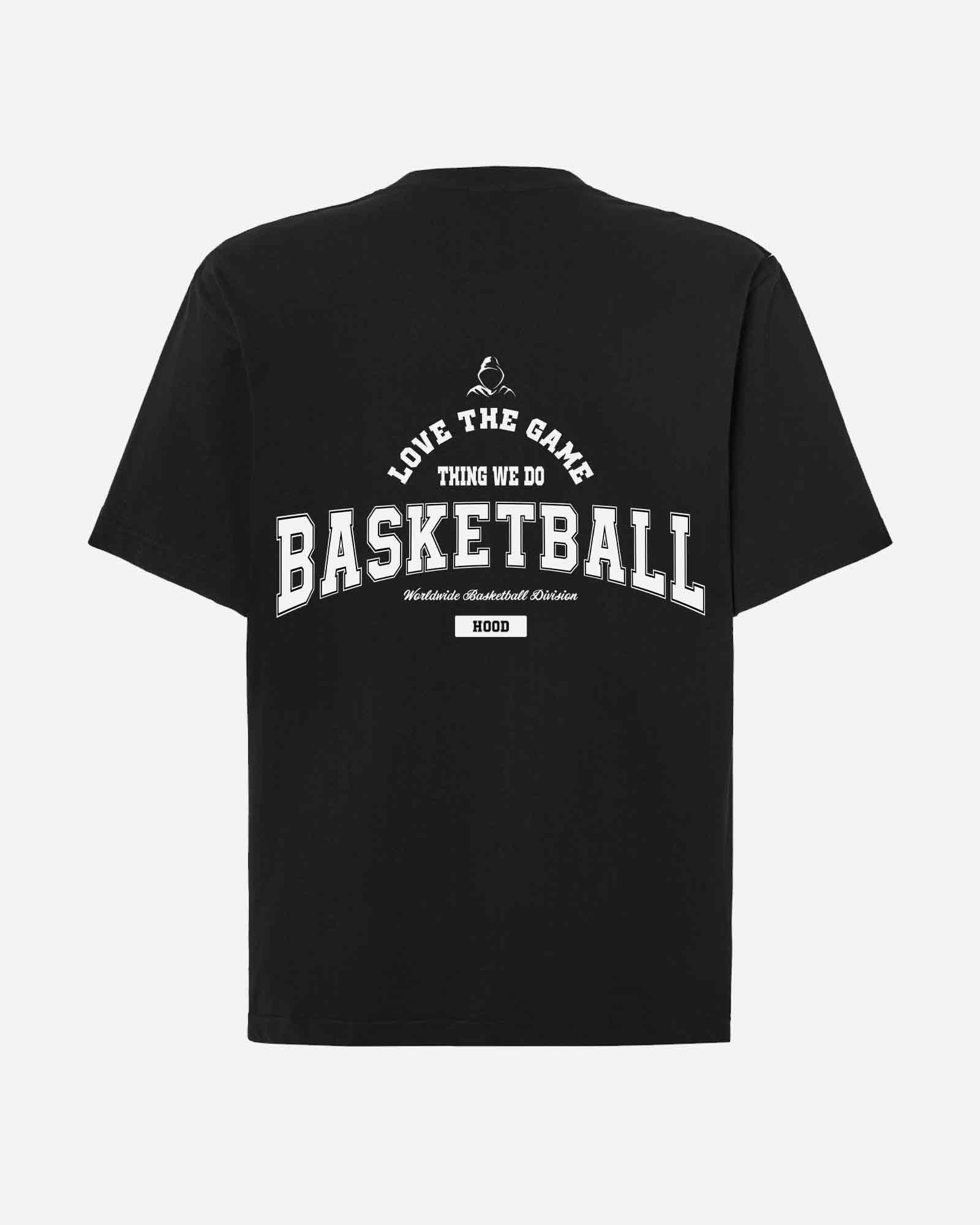 Camiseta hood Unisex Oversize modelo Basketball color negro