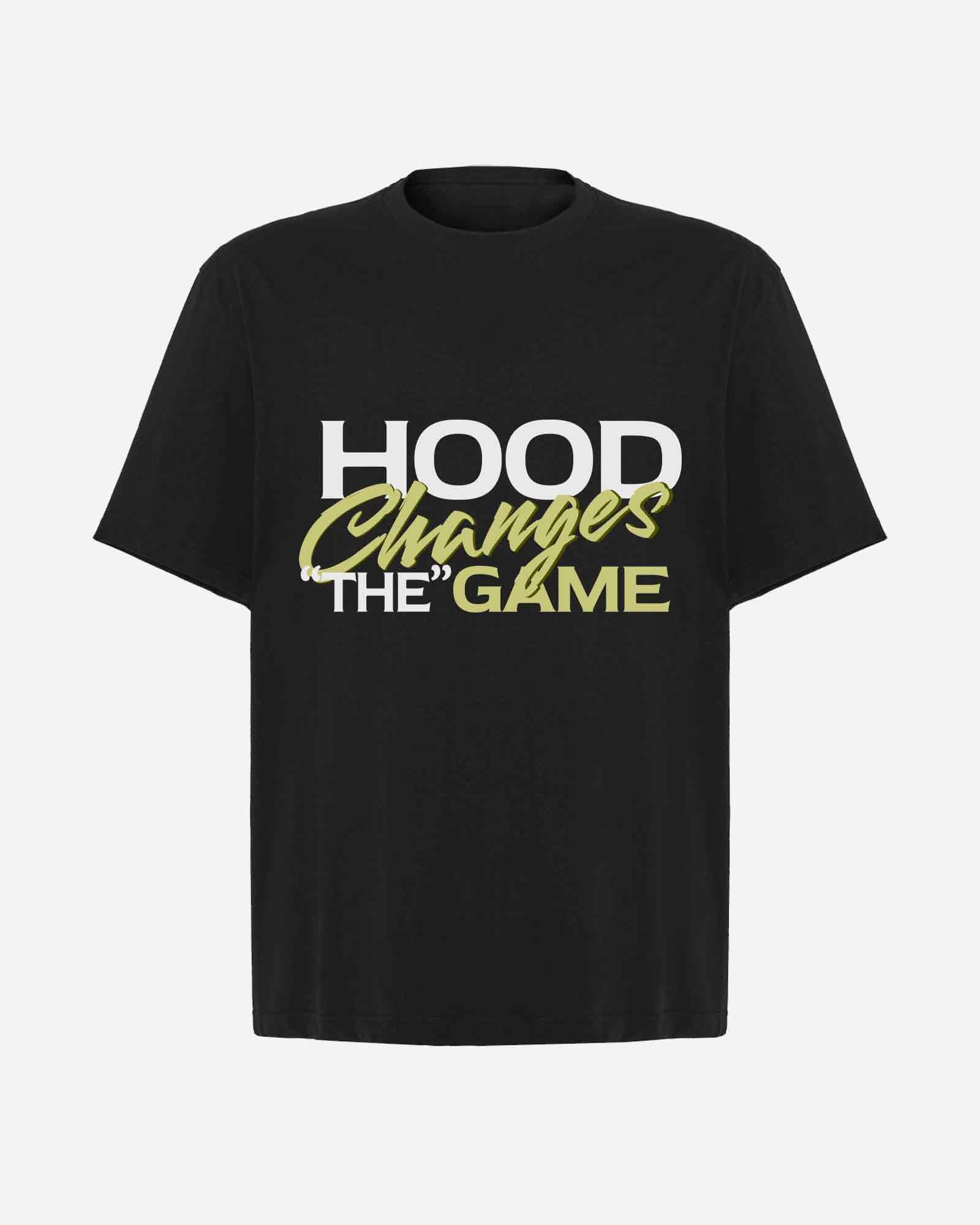 Camiseta hood Unisex Oversize modelo Change the game color Negro
