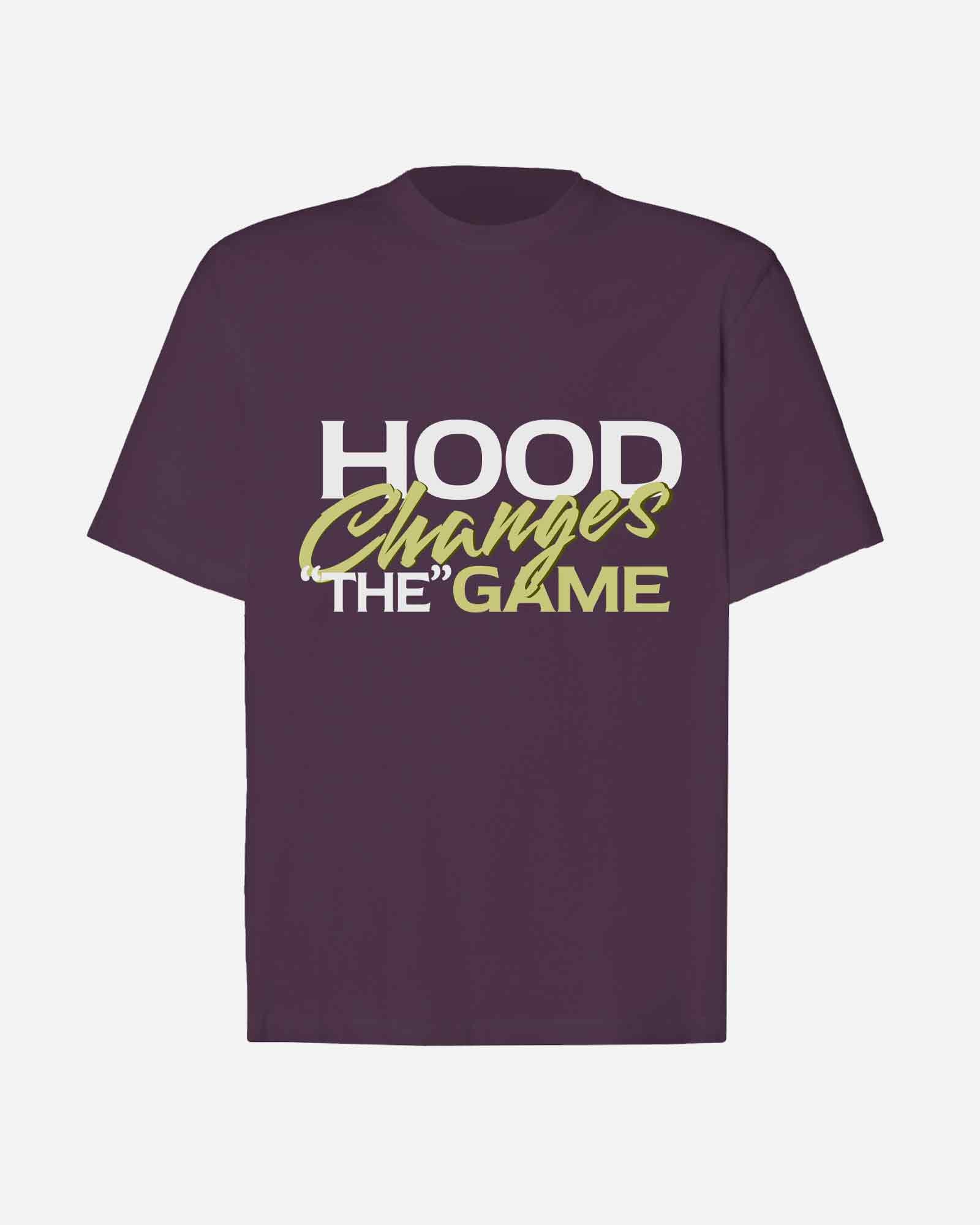 Camiseta hood Unisex Oversize modelo Change the game color Burdeos