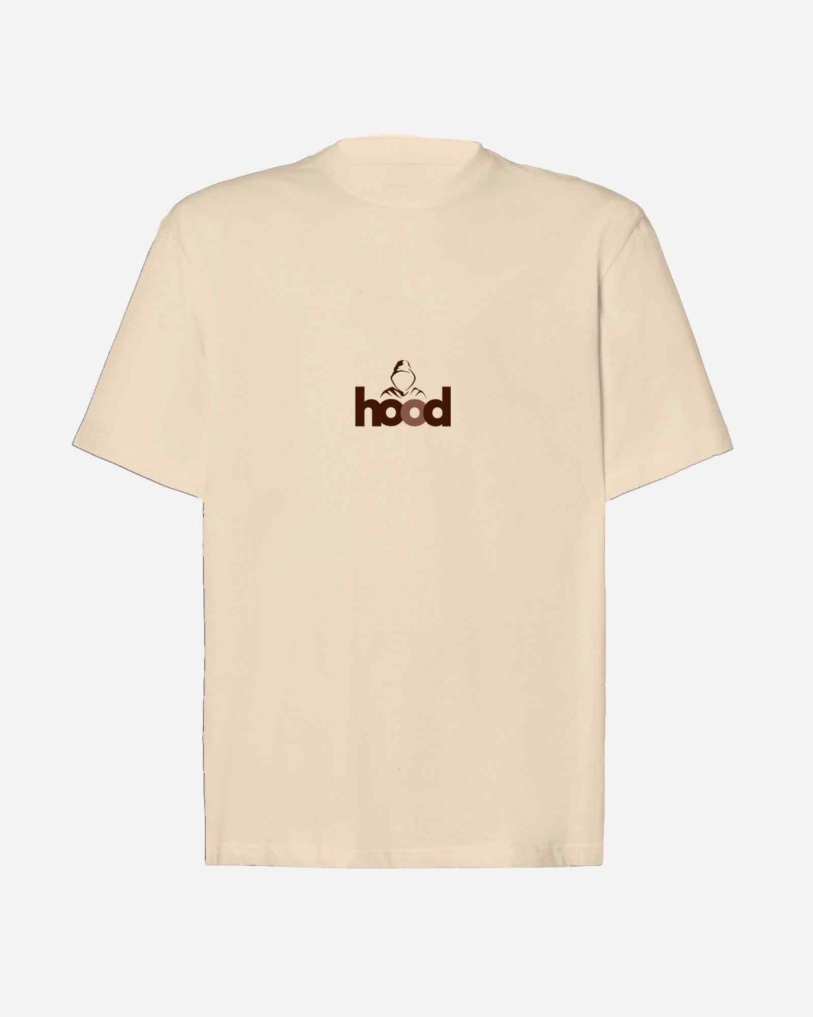 Camiseta hood Unisex Oversize modelo Minima color butter cream