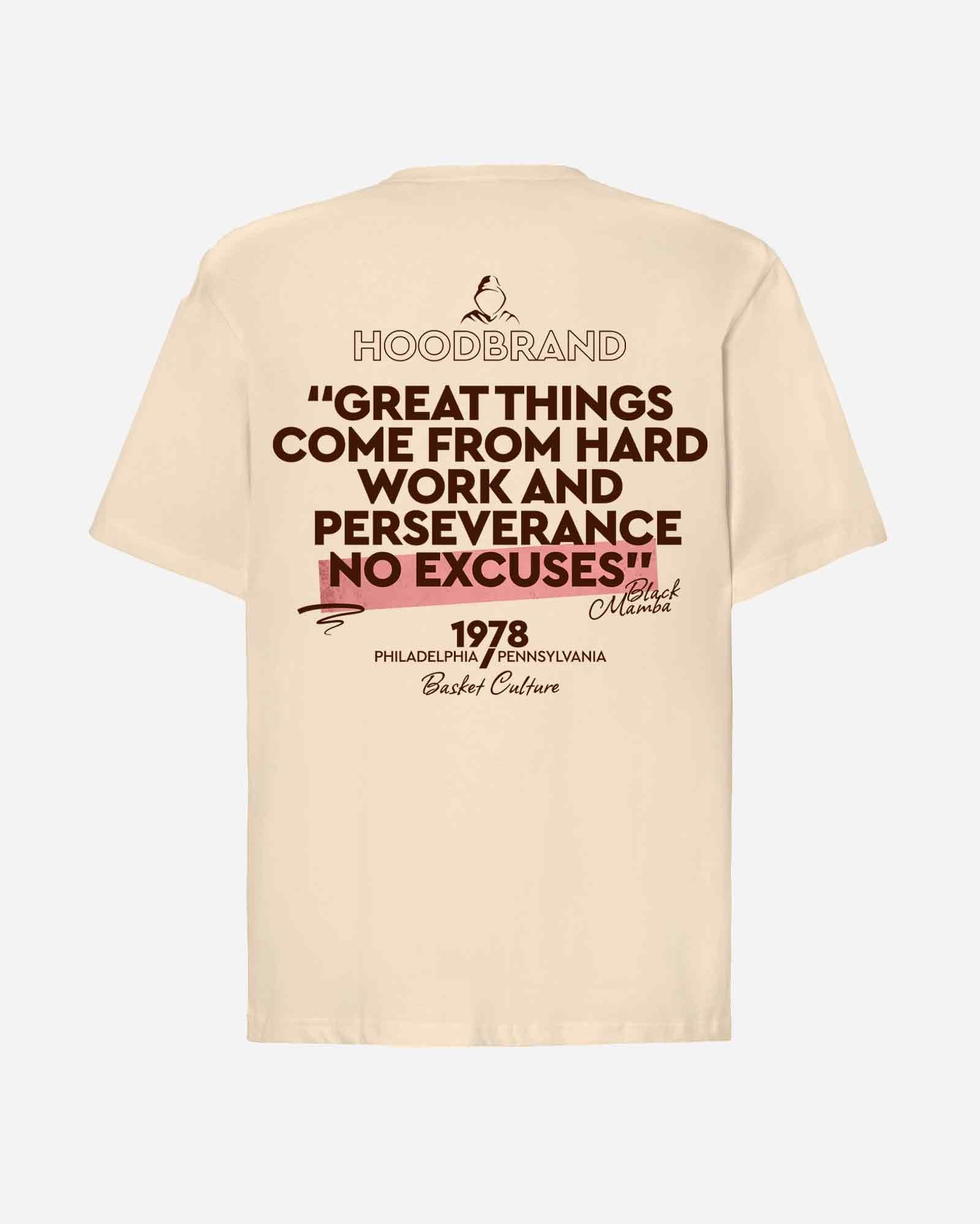 Camiseta hood Unisex Oversize modelo NO EXCUSES color Butter Cream