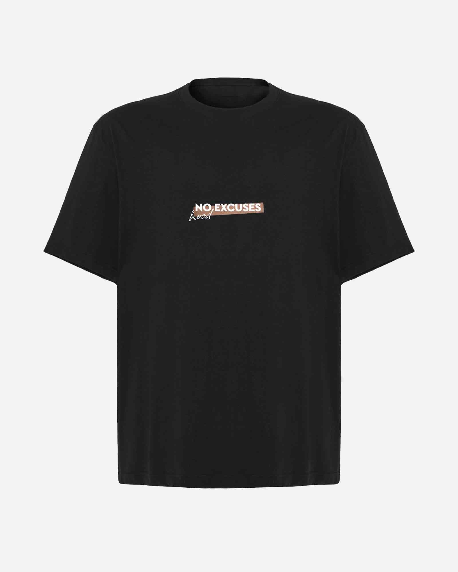 Camiseta hood Unisex Oversize modelo NO EXCUSES color negro