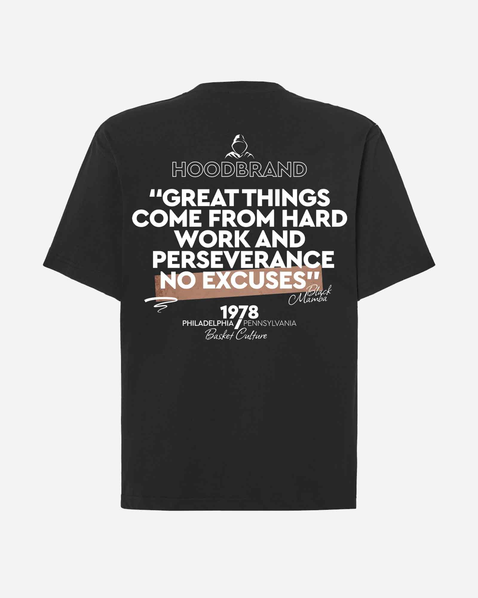 Camiseta hood Unisex Oversize modelo NO EXCUSES color negro