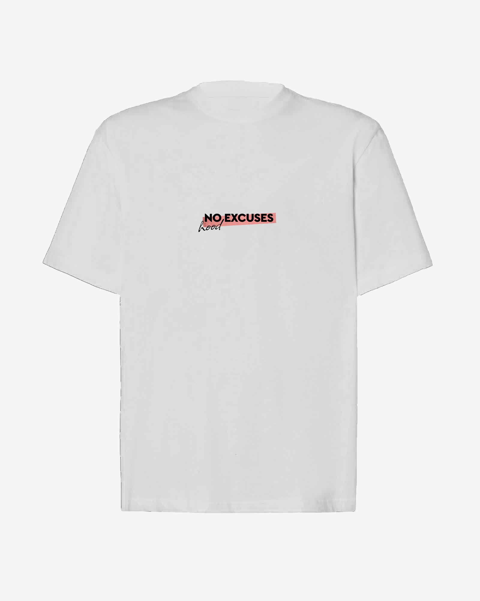 Camiseta hood Unisex Oversize modelo NO EXCUSES color blanca