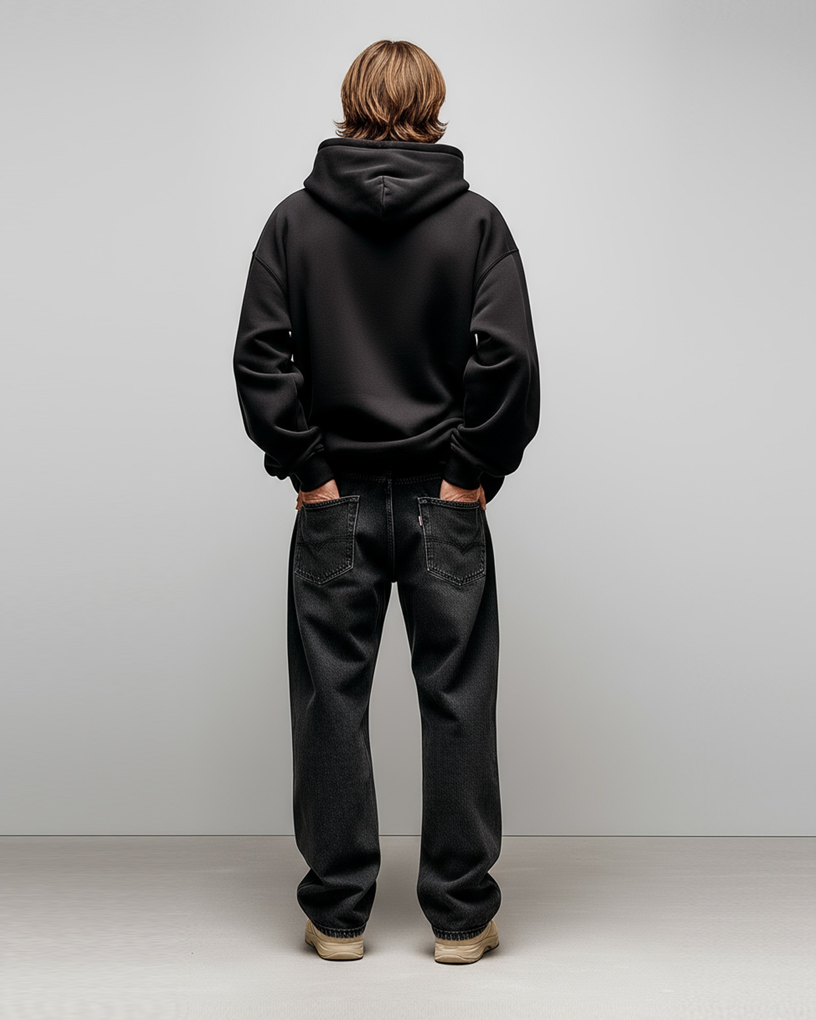 Sudadera Hood Oversize Crossover color negro