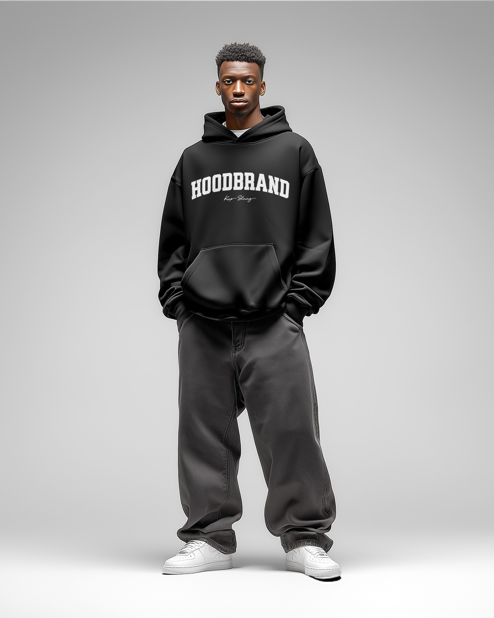 Sudadera Hood Oversize Keep Shining color negro