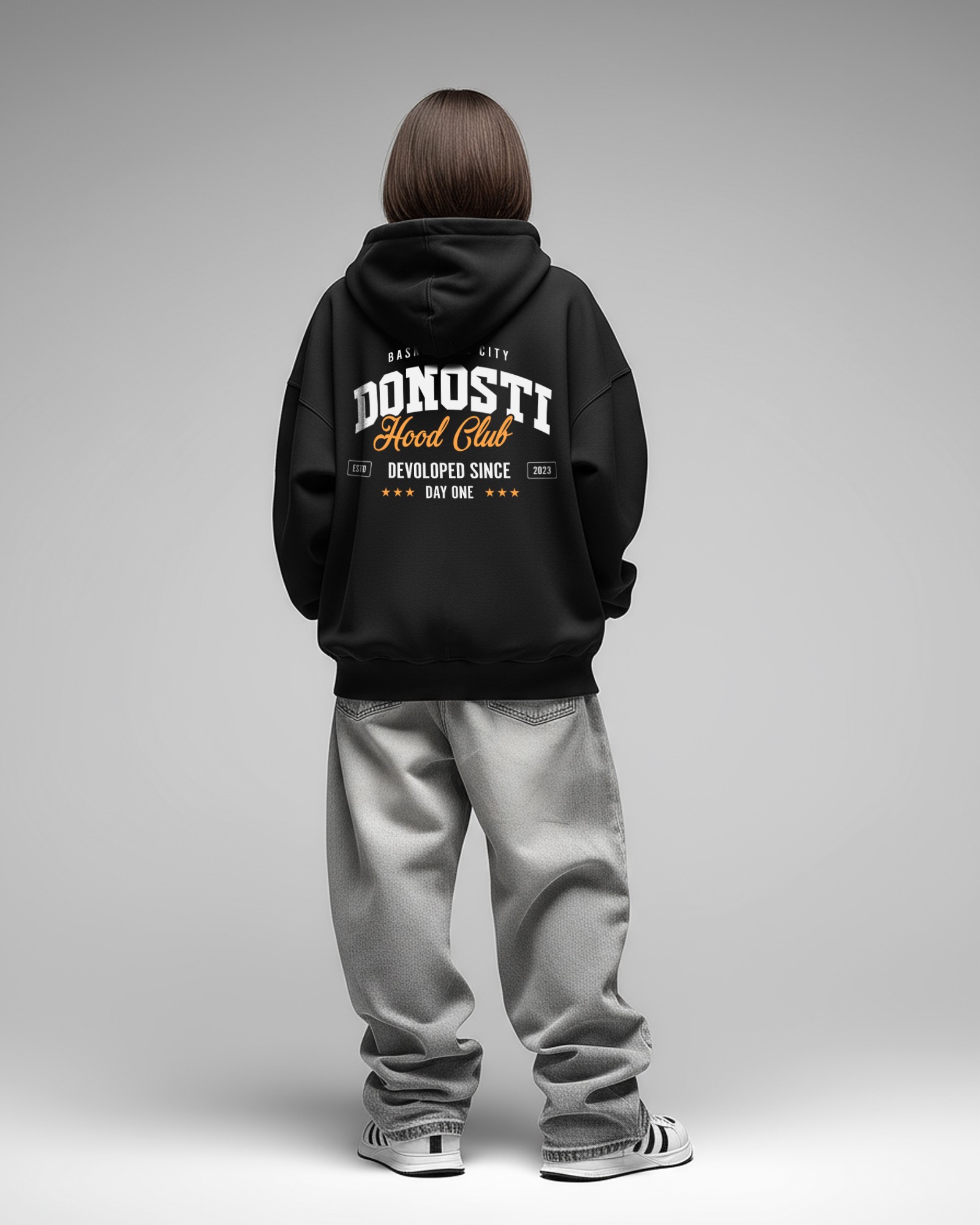 Sudadera Hood Club Oversize color negro