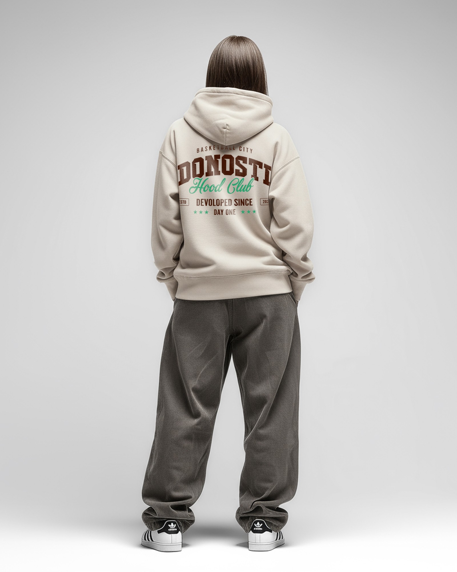 Sudadera Hood Club Oversize color Butter Cream