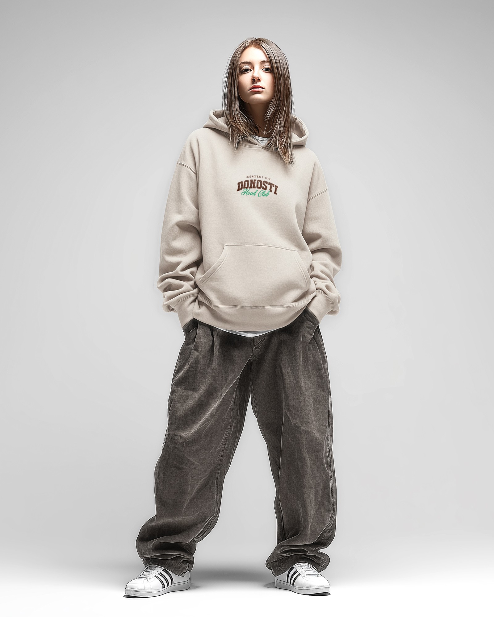 Sudadera Hood Club Oversize color Butter Cream