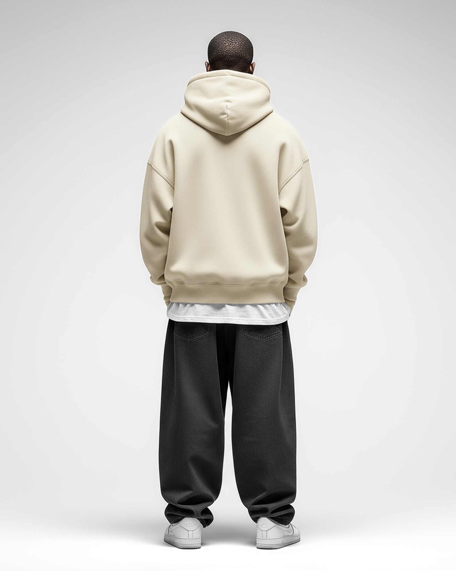 Sudadera Hood Oversize Streetwear color Butter Cream