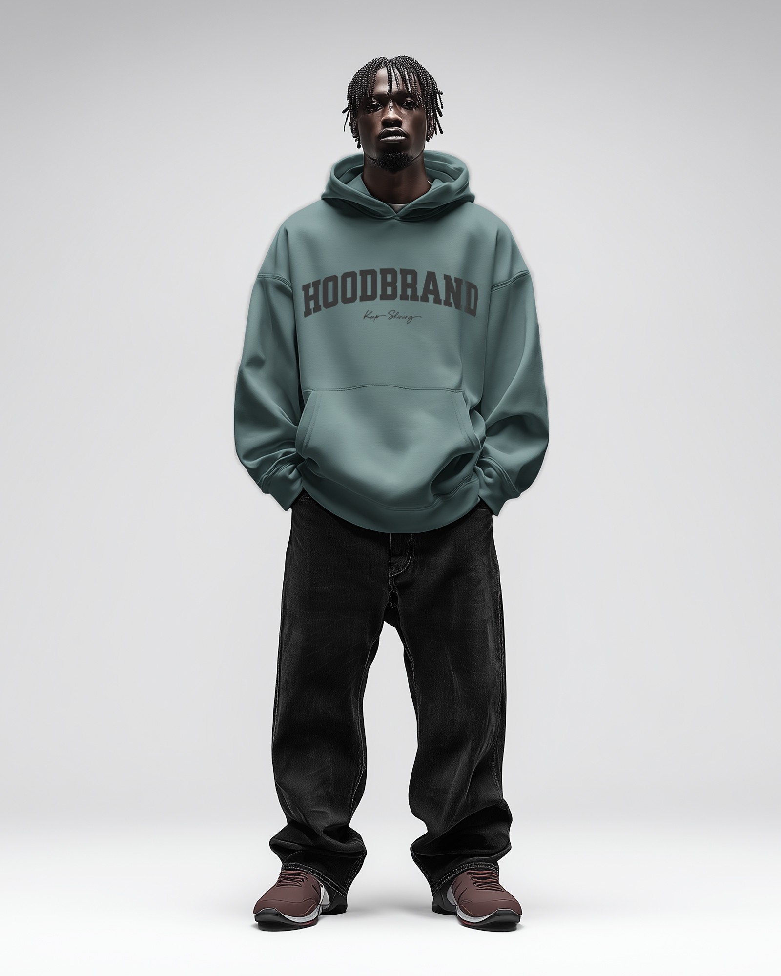 Sudadera Hood Oversize Keep Shining color Teal
