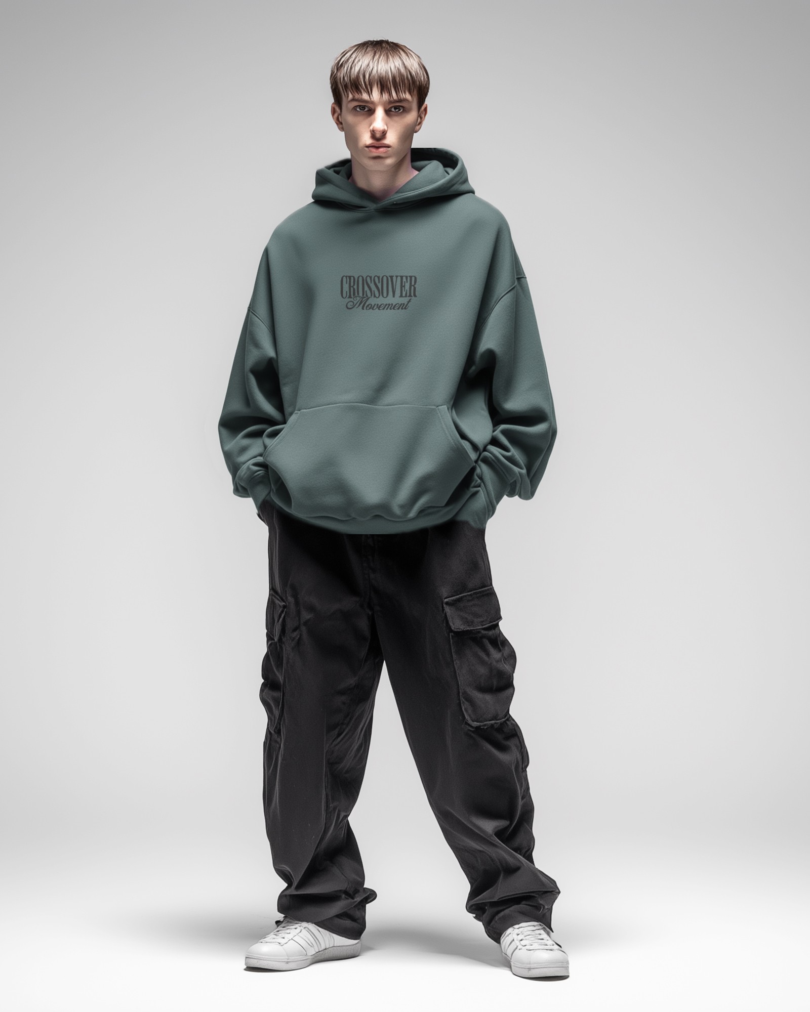 Sudadera Hood Oversize Crossover color Teal