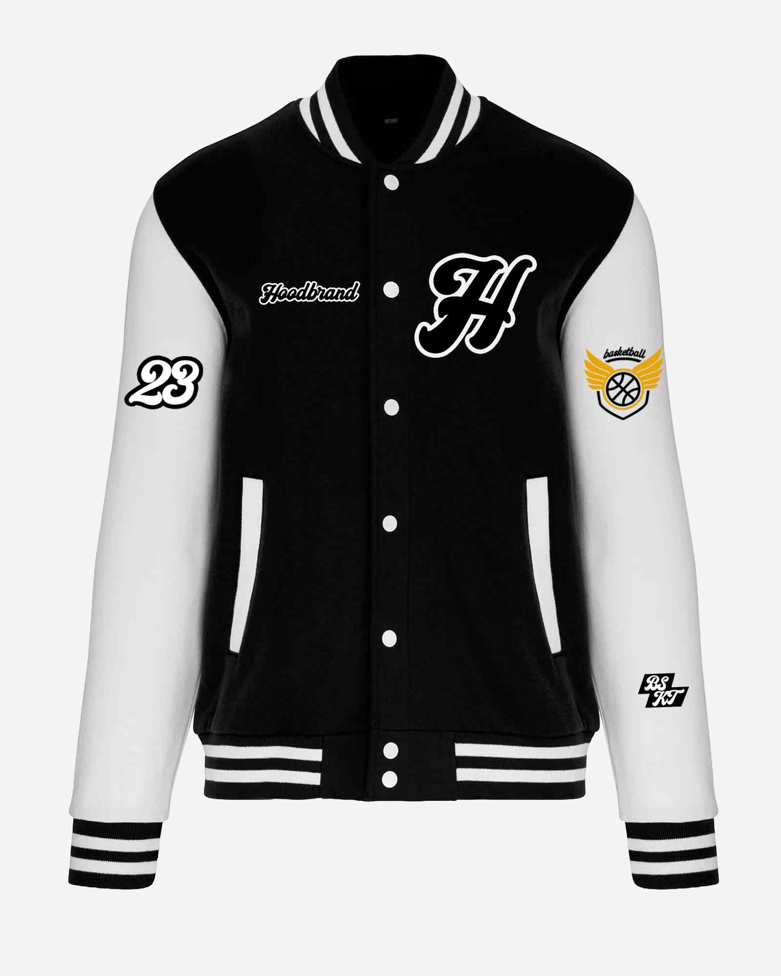Chaqueta Varsity hood color negro/blanco