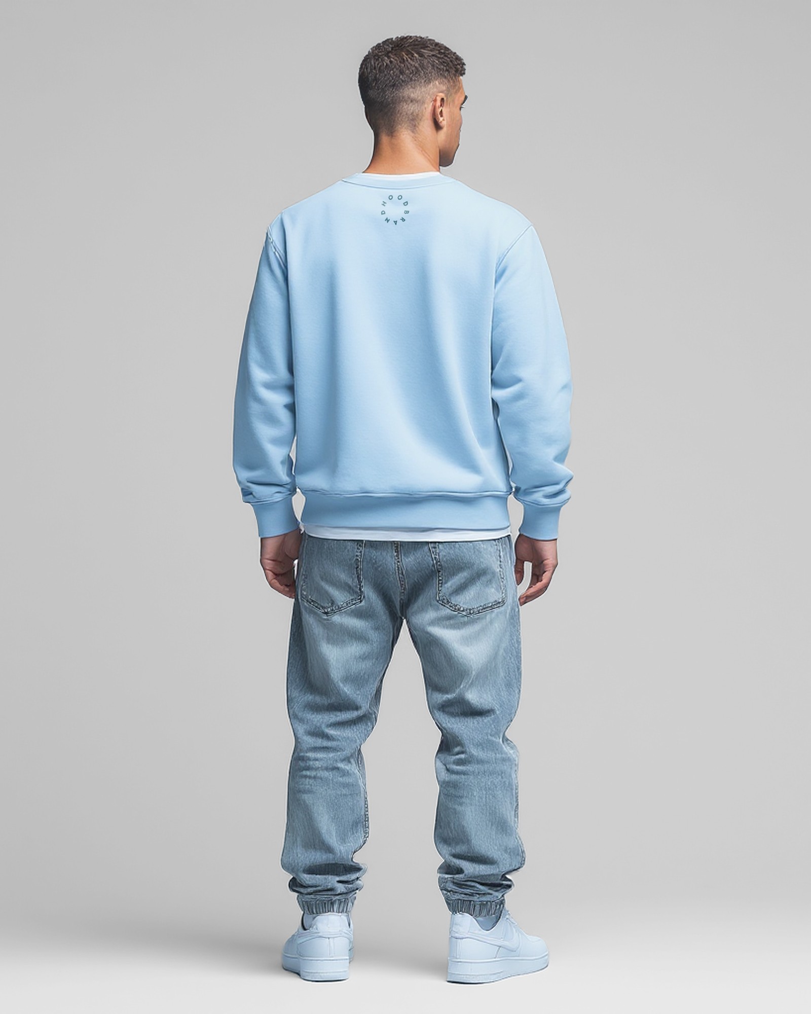 Sudadera sin capucha hood Unisex Órbita color Sky Blue