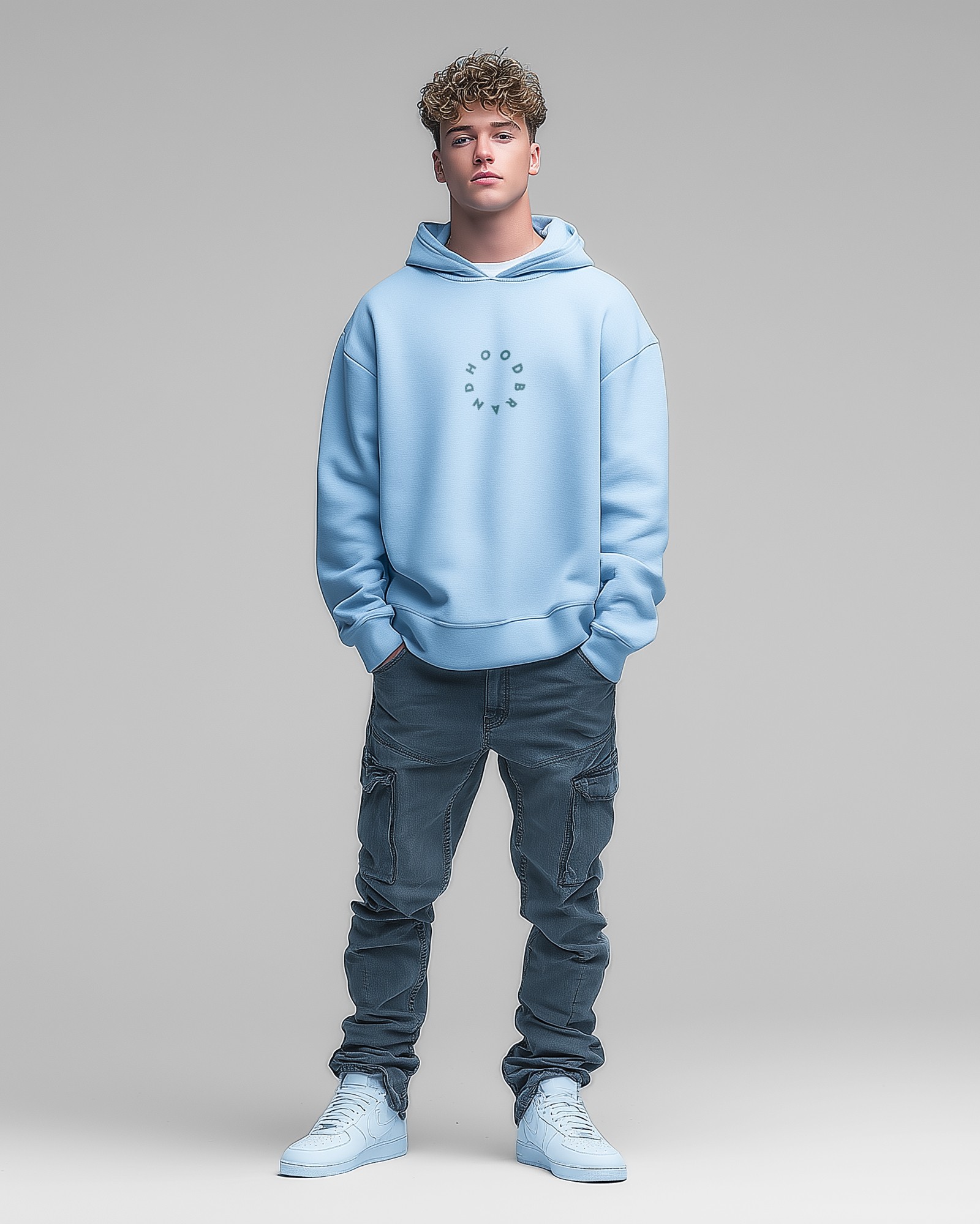 Sudadera hood Unisex Órbita color Sky Blue