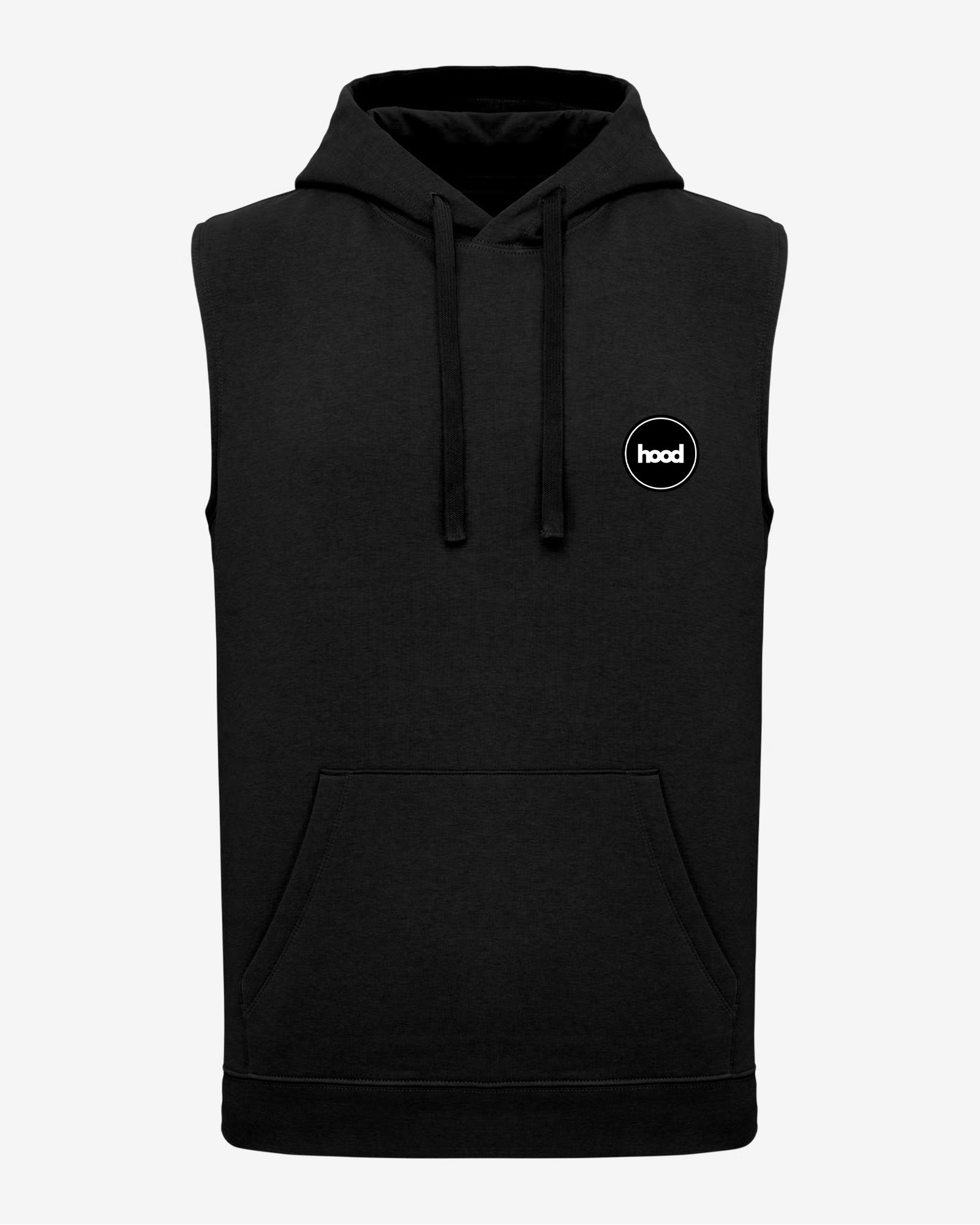 Sudadera sin mangas con capucha color negro