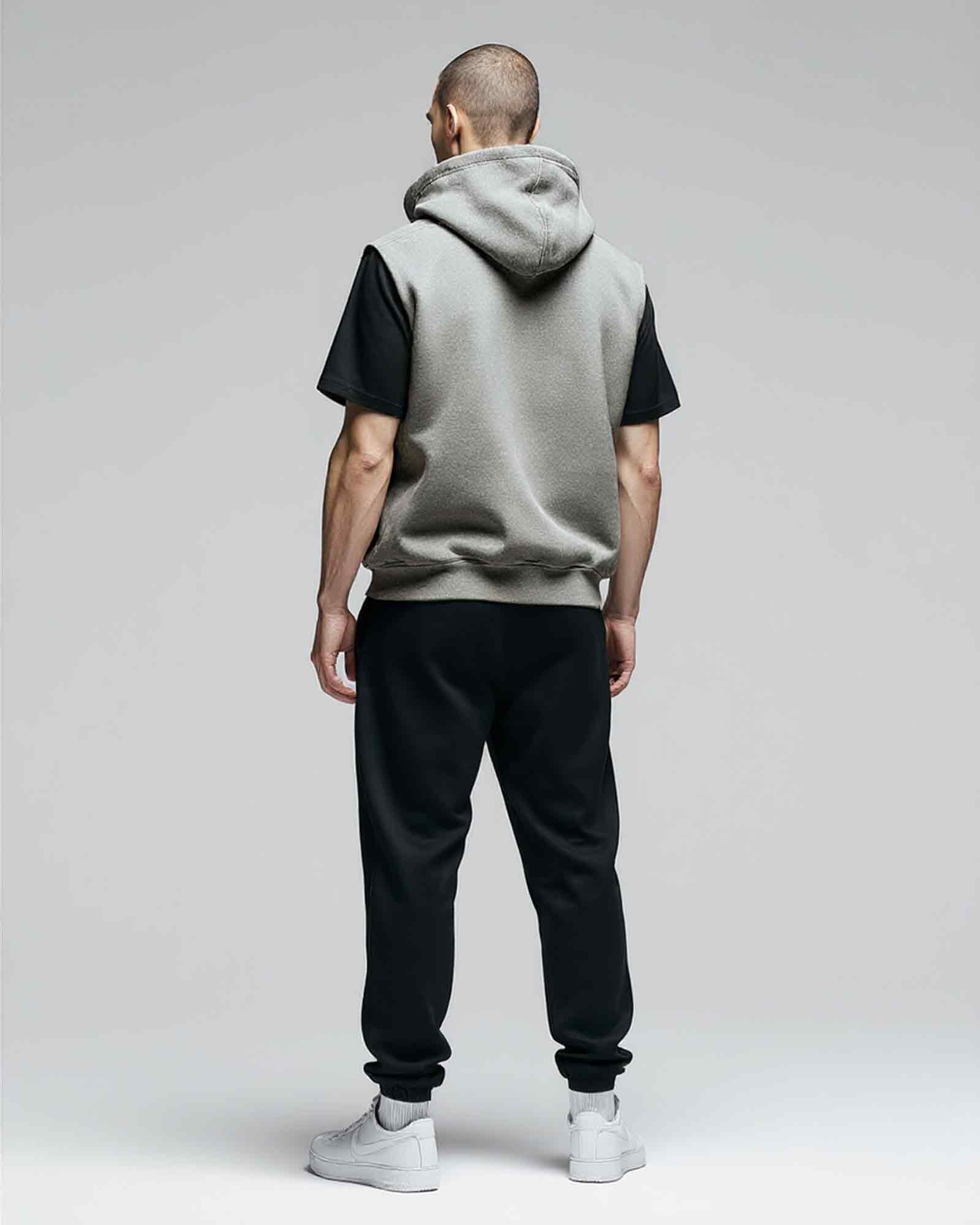 Sudadera sin mangas con capucha color gris