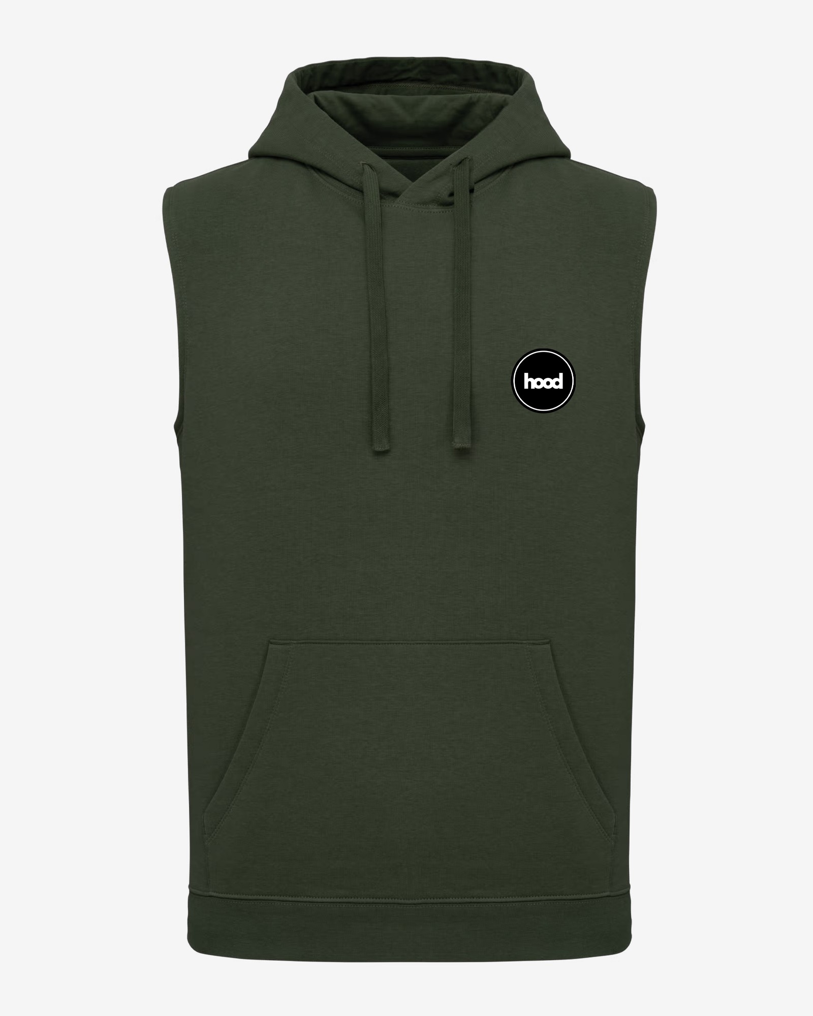 Sudadera sin mangas con capucha color verde