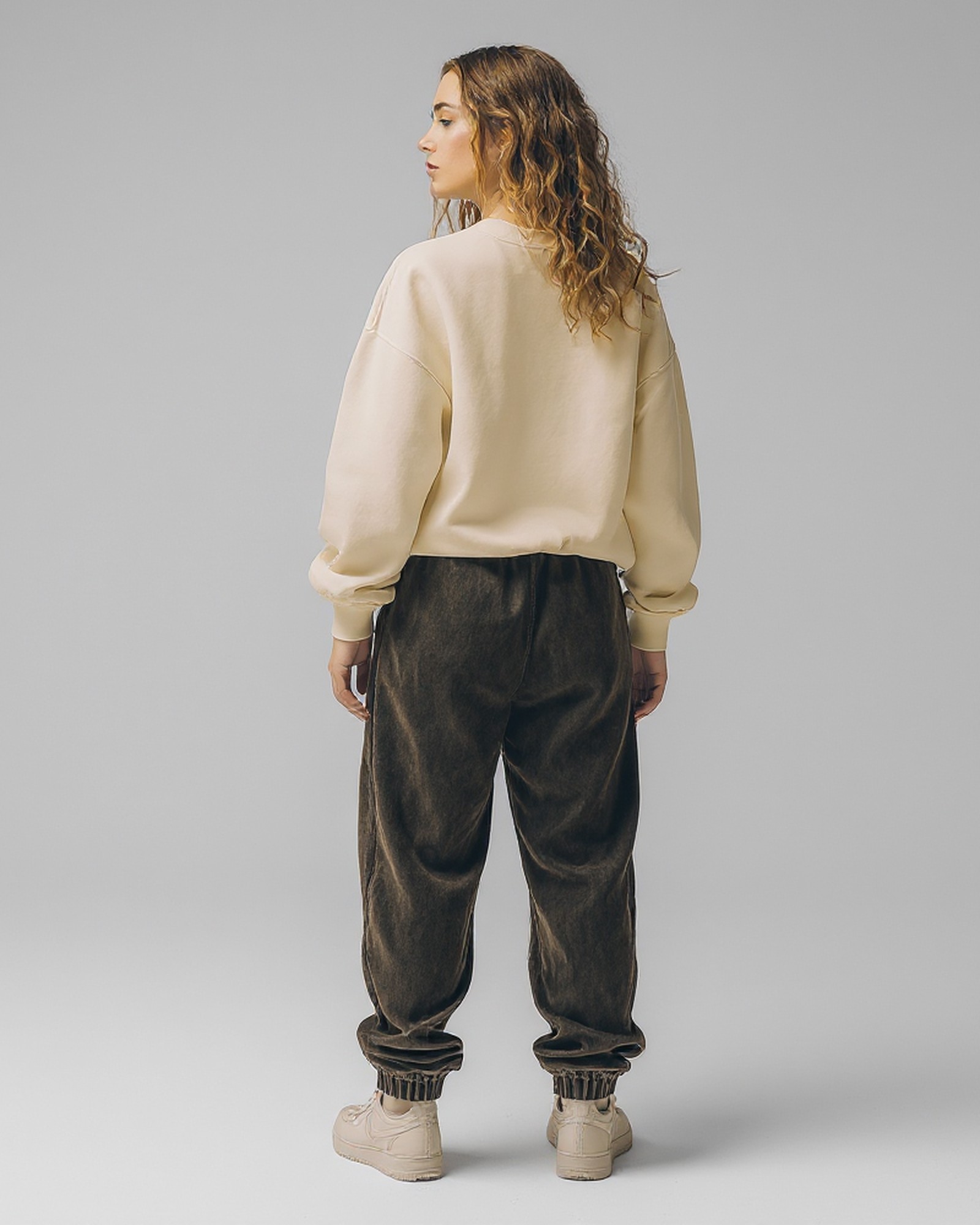 Sudadera sin capucha hood Unisex Streetwear color Butter Cream