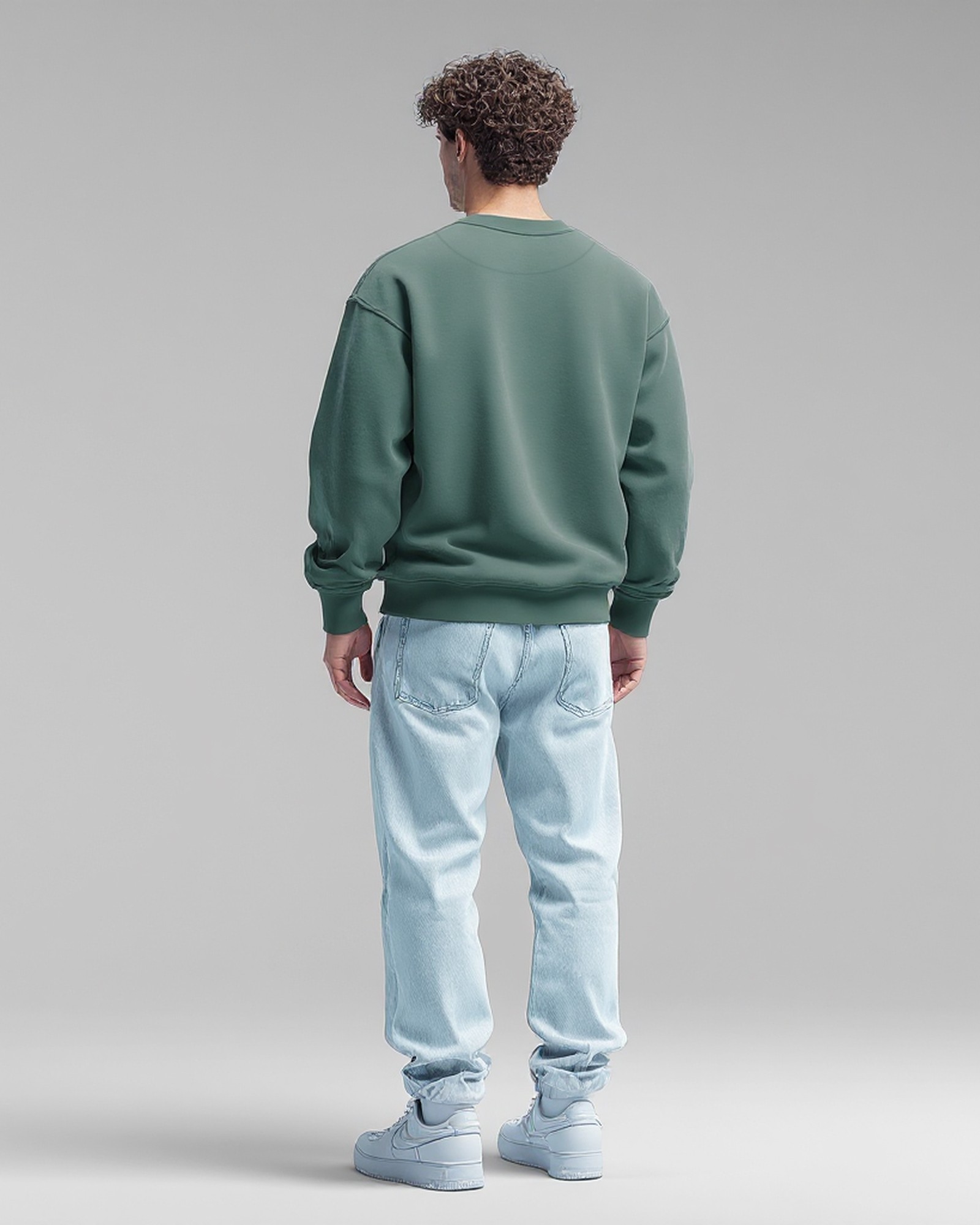 Sudadera sin capucha hood Unisex Streetwear color Teal