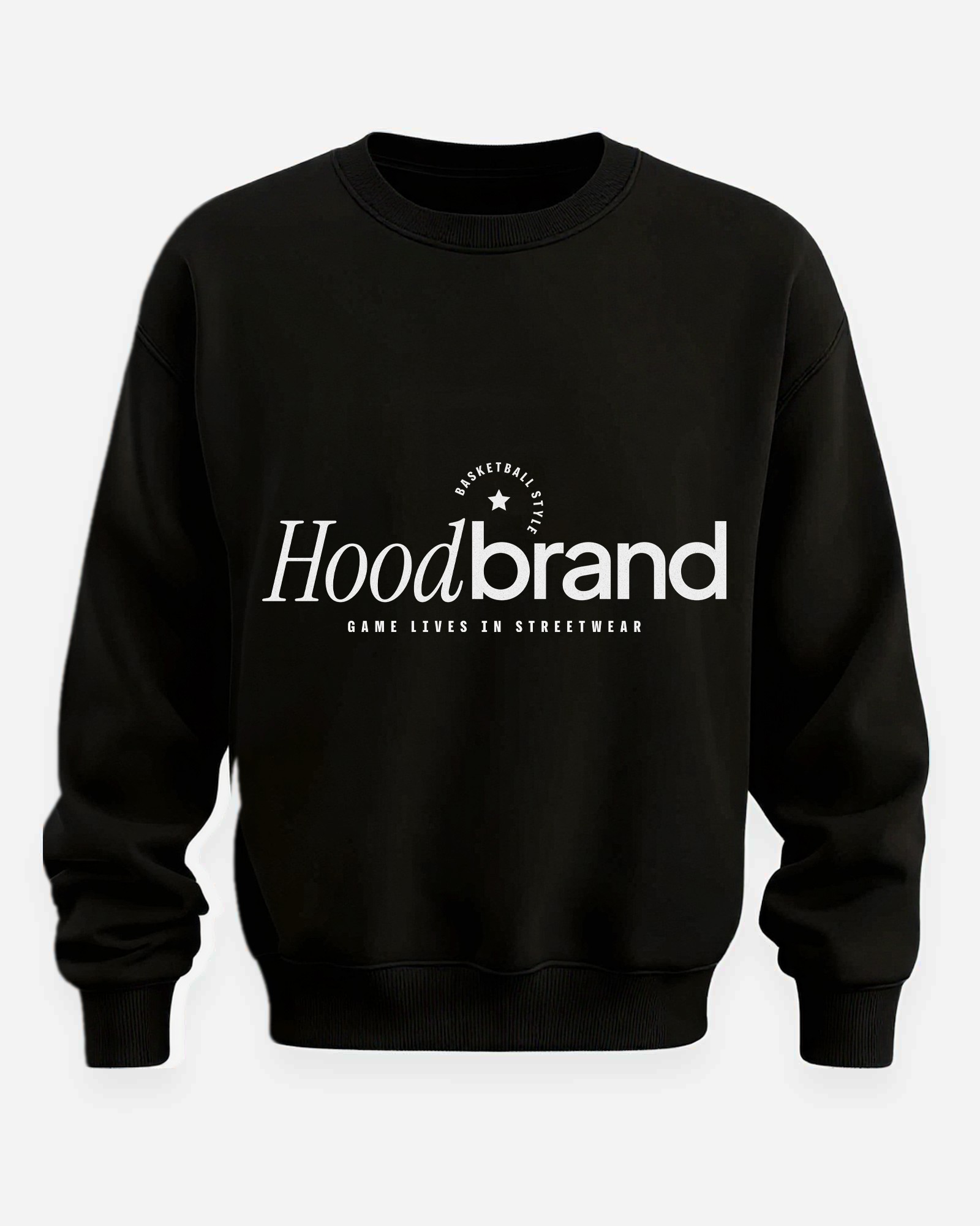 Sudadera sin capucha hood Unisex Streetwear color negro