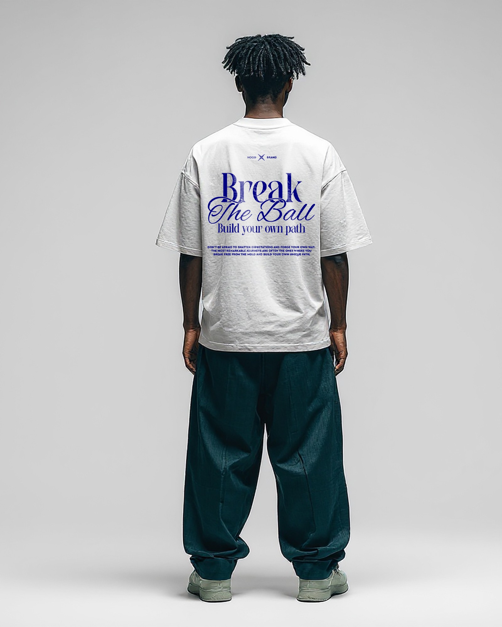 Camiseta hood Unisex Oversize modelo Break the Ball color Blanca