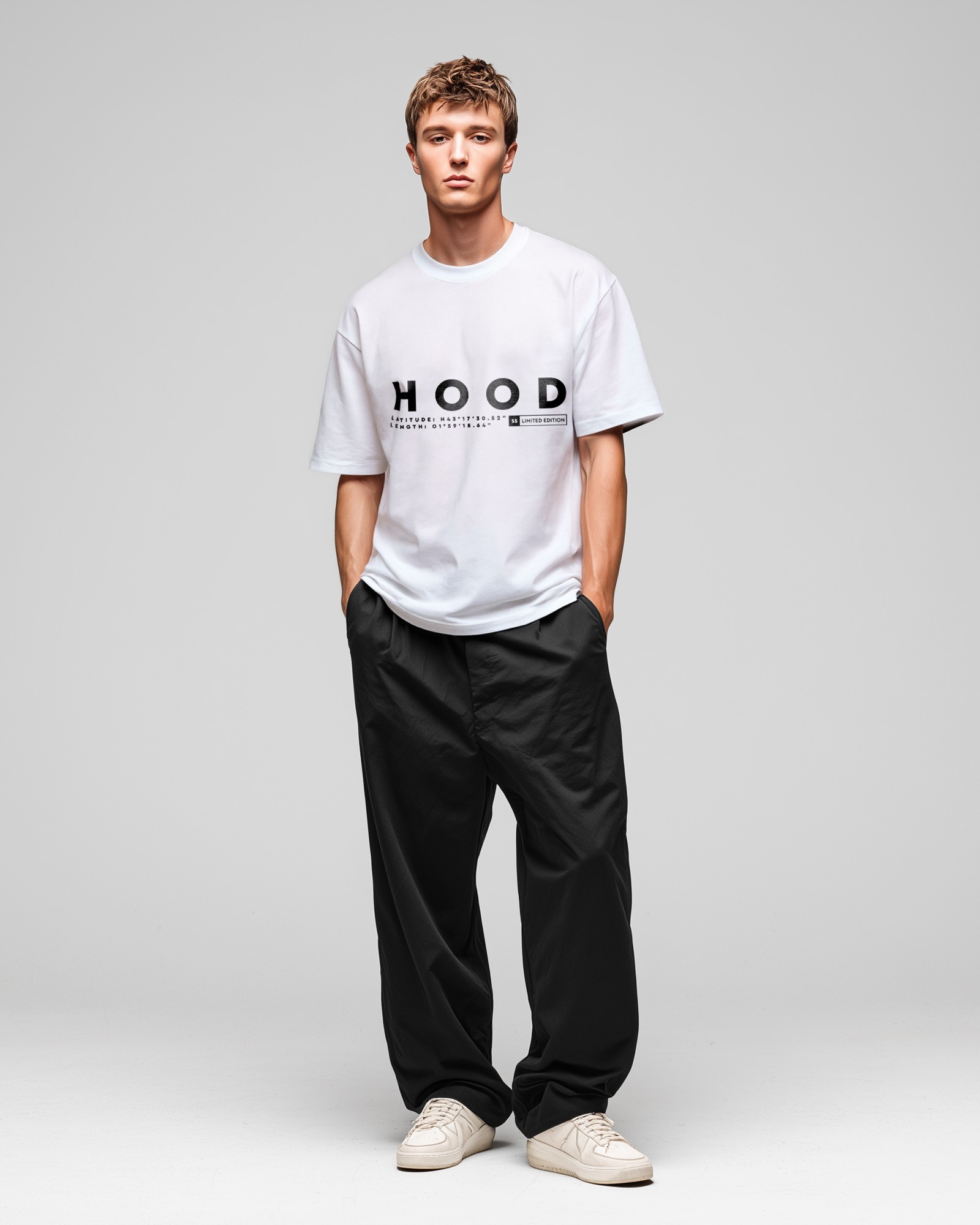 Camiseta hood Unisex Oversize modelo Limited Edition color blanco