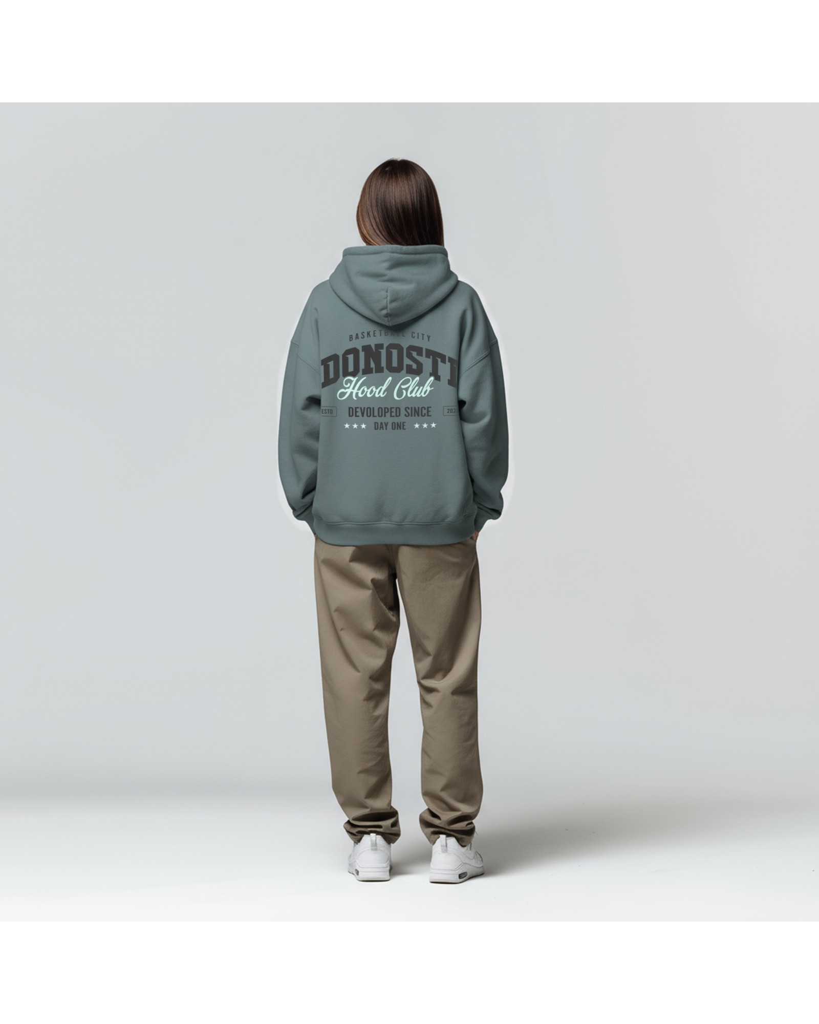 Sudadera Hood club Oversize color Teal