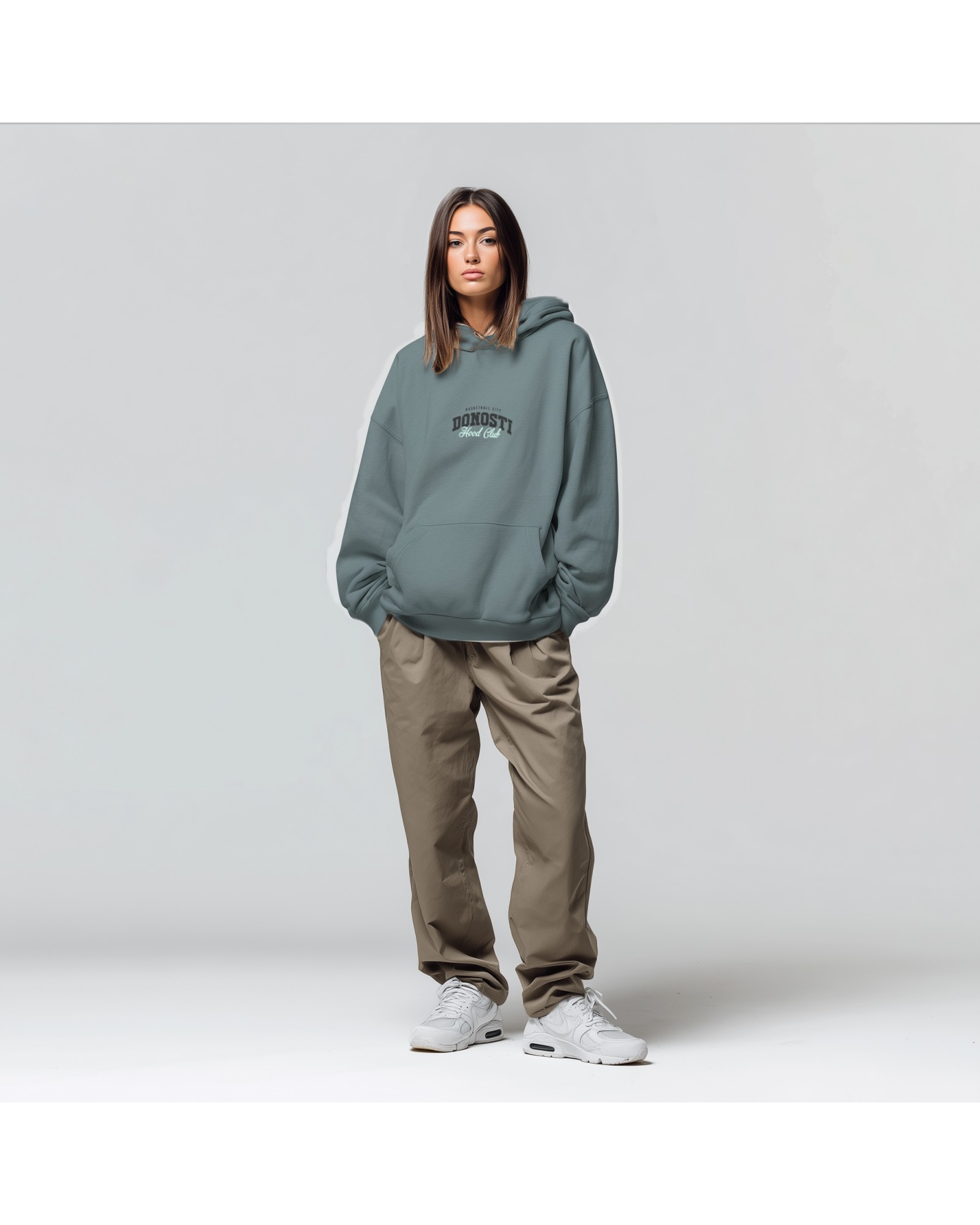 Sudadera Hood club Oversize color Teal
