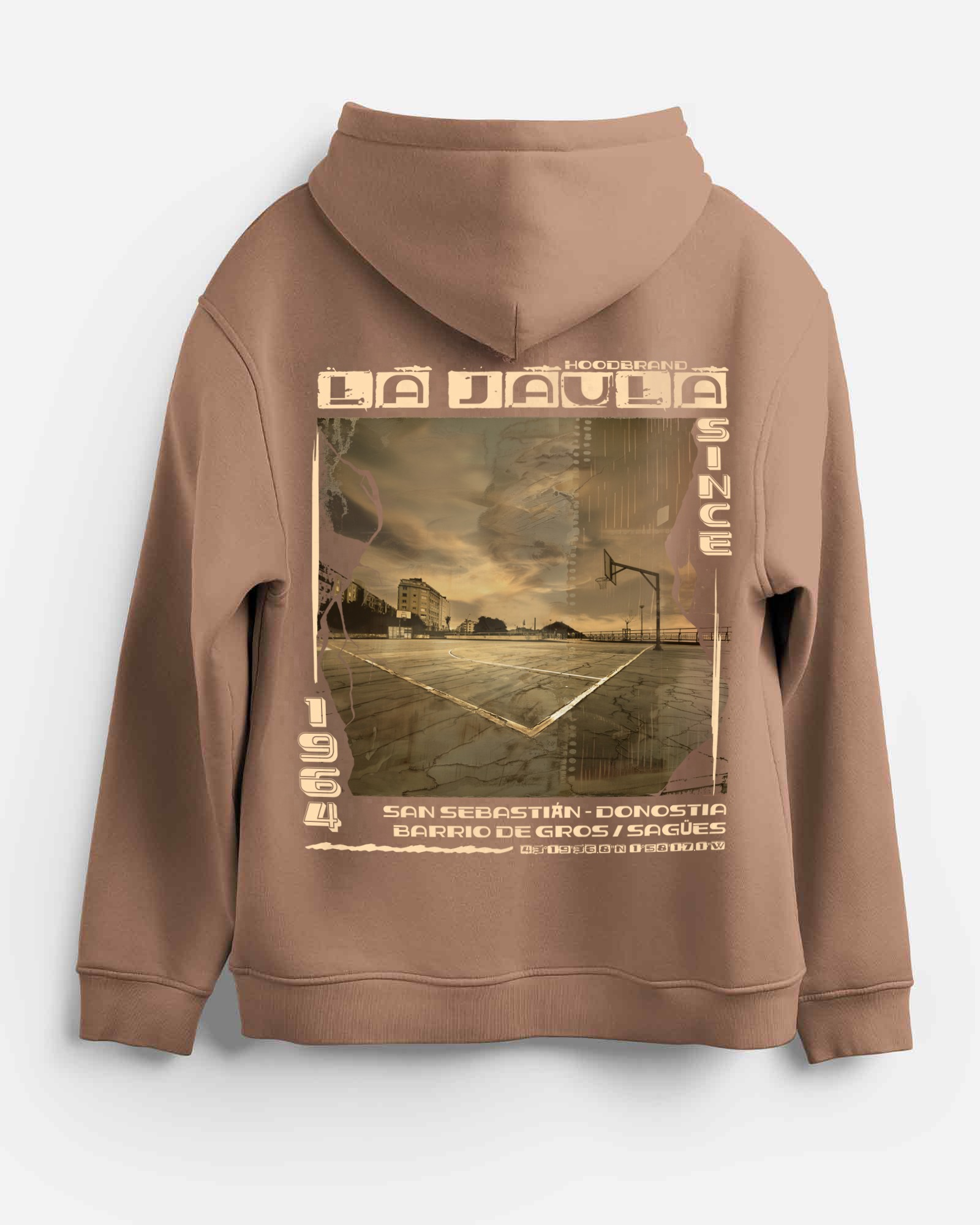 Sudadera hood Unisex La Jaula en color mocha