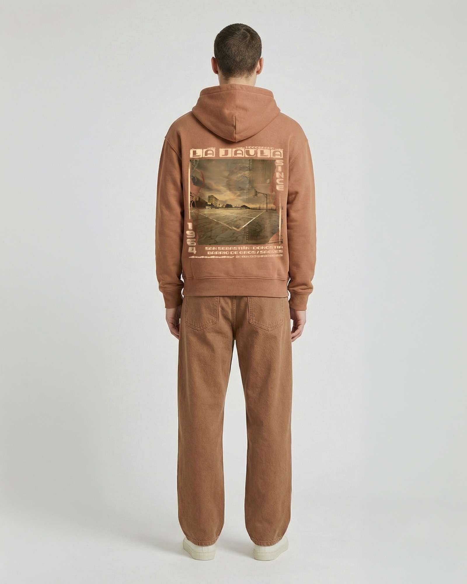 Sudadera hood Unisex La Jaula en color mocha