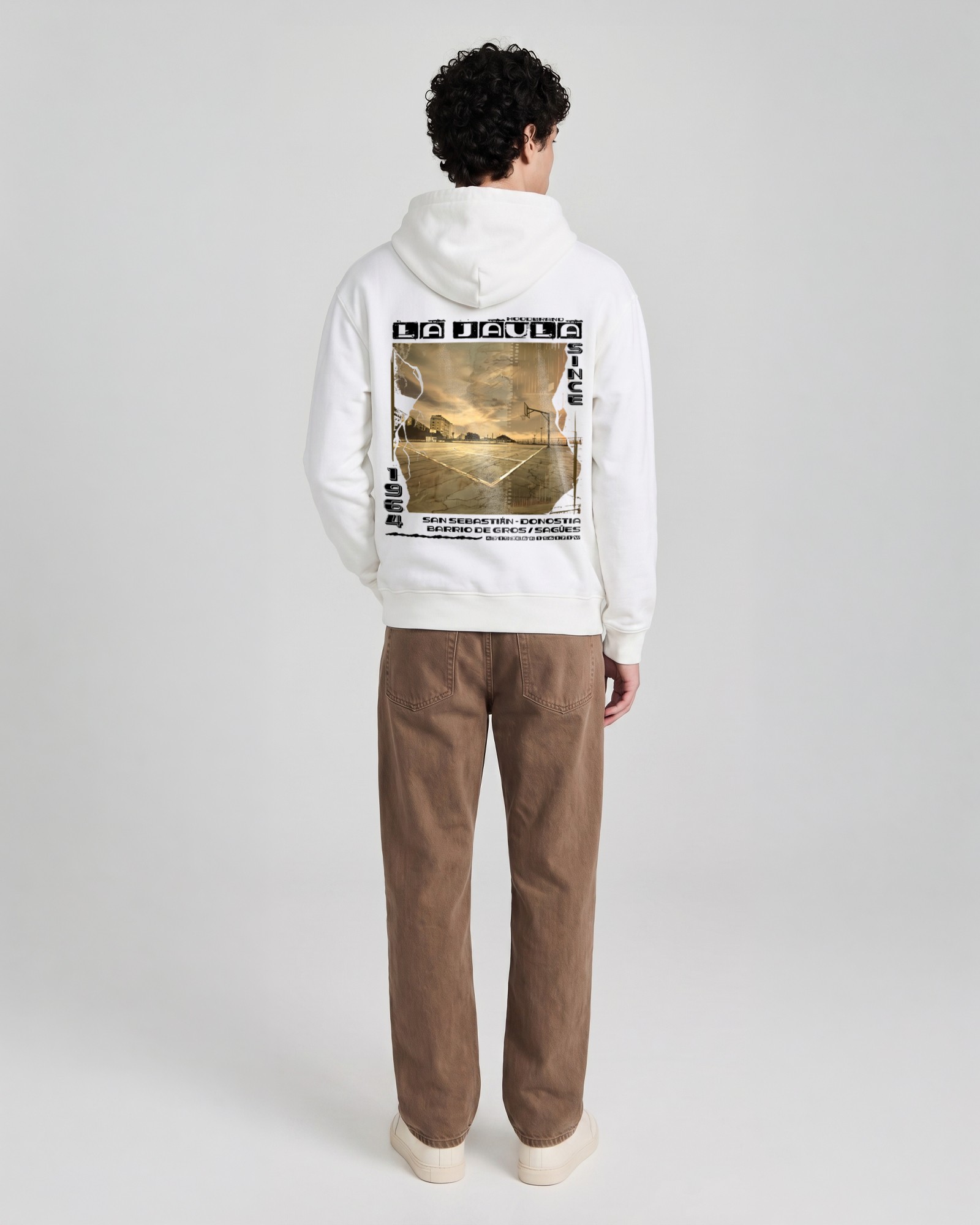 Sudadera hood Unisex La Jaula en color blanco