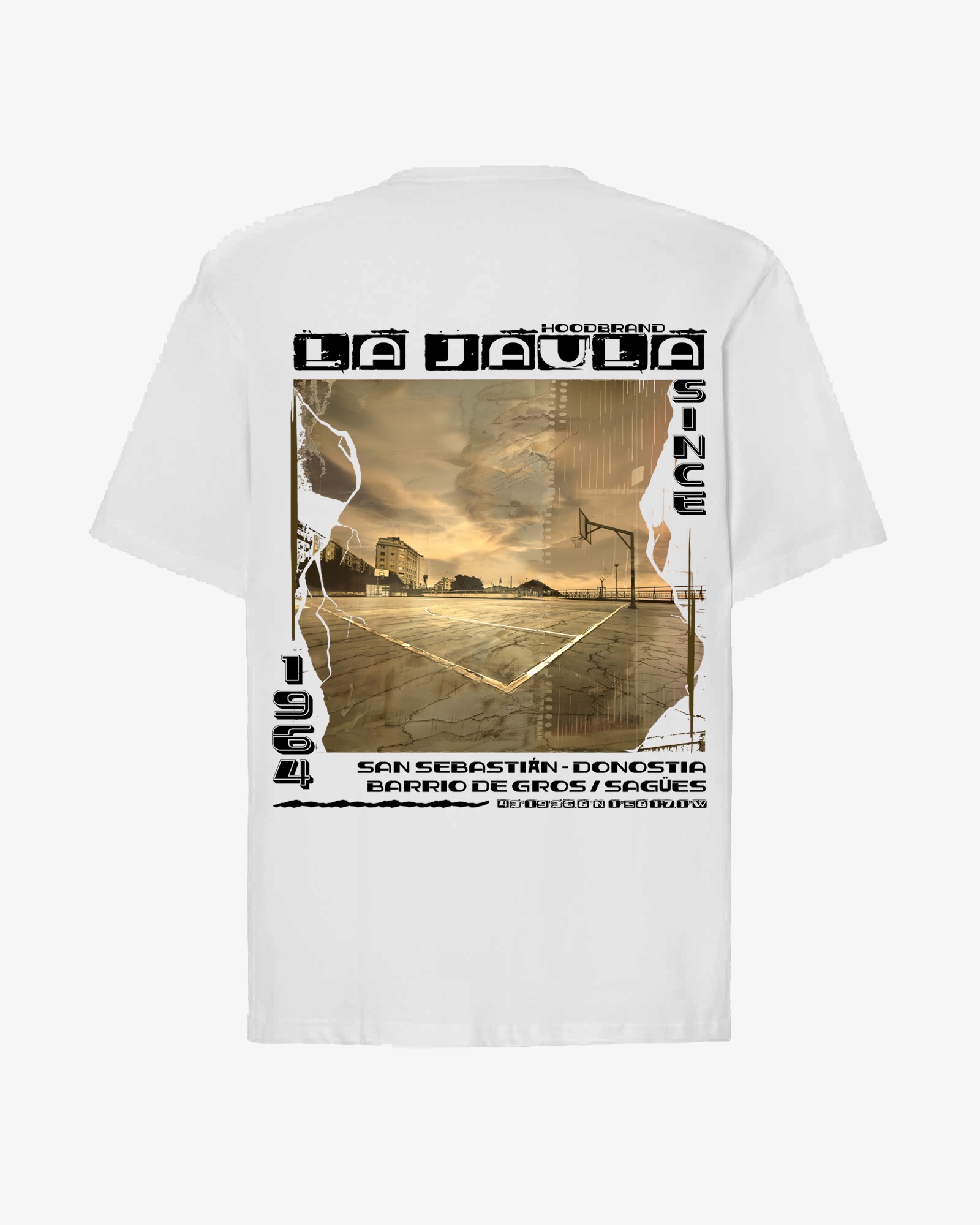 Camiseta hood Unisex Oversize modelo LA JAULA color blanco