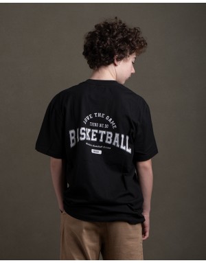 Camiseta hood Unisex Oversize modelo Basketball color negro