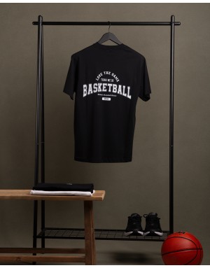 Camiseta hood Unisex Oversize modelo Basketball color negro